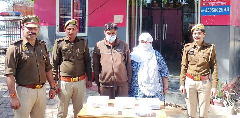 कासना पुलिस द्वारा, एक महिला व पुरुष अभियुक्त को धोखाधड़ी कर चोरी किये गये माल(पीली धातु) कीमत करीब 10 लाख रूपये व नकद 15000/- रुपये के साथ किया गिरफ्तार। GBN Express news