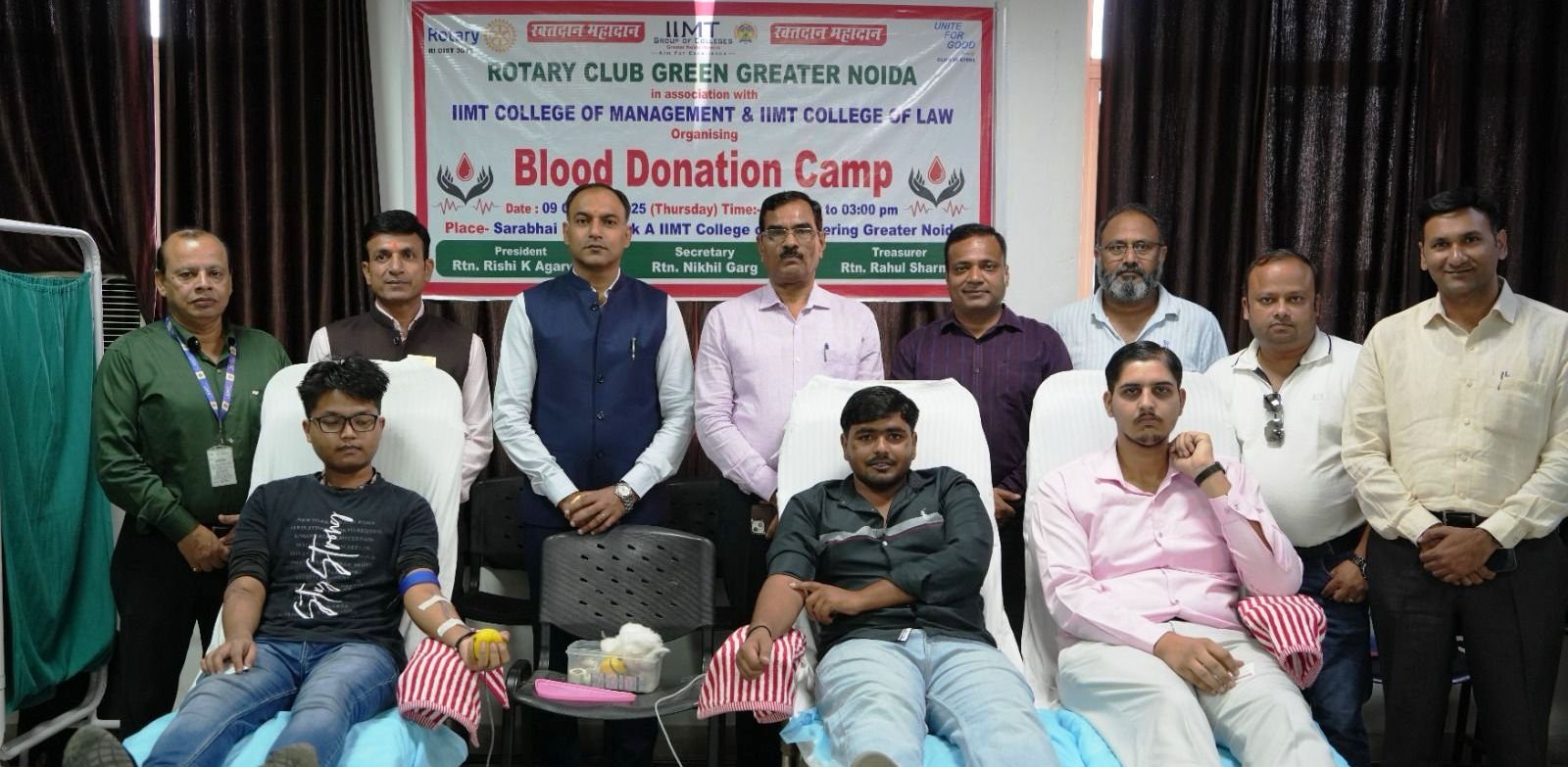 ग्रेटर नोएडा -रोटरी क्लब ग्रीन ग्रेटर नोएडा द्वारा आईआईएमटी कॉलेज में लगाया रक्तदान शिविर I
