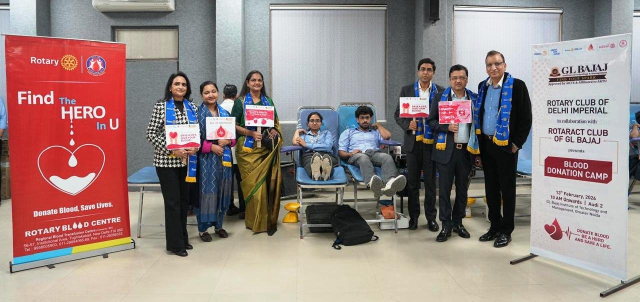 ग्रेटर नोएडा- GL BAJAJ में रोटरैक्ट स्थापना समारोह एवं रक्तदान शिविर का आयोजन I